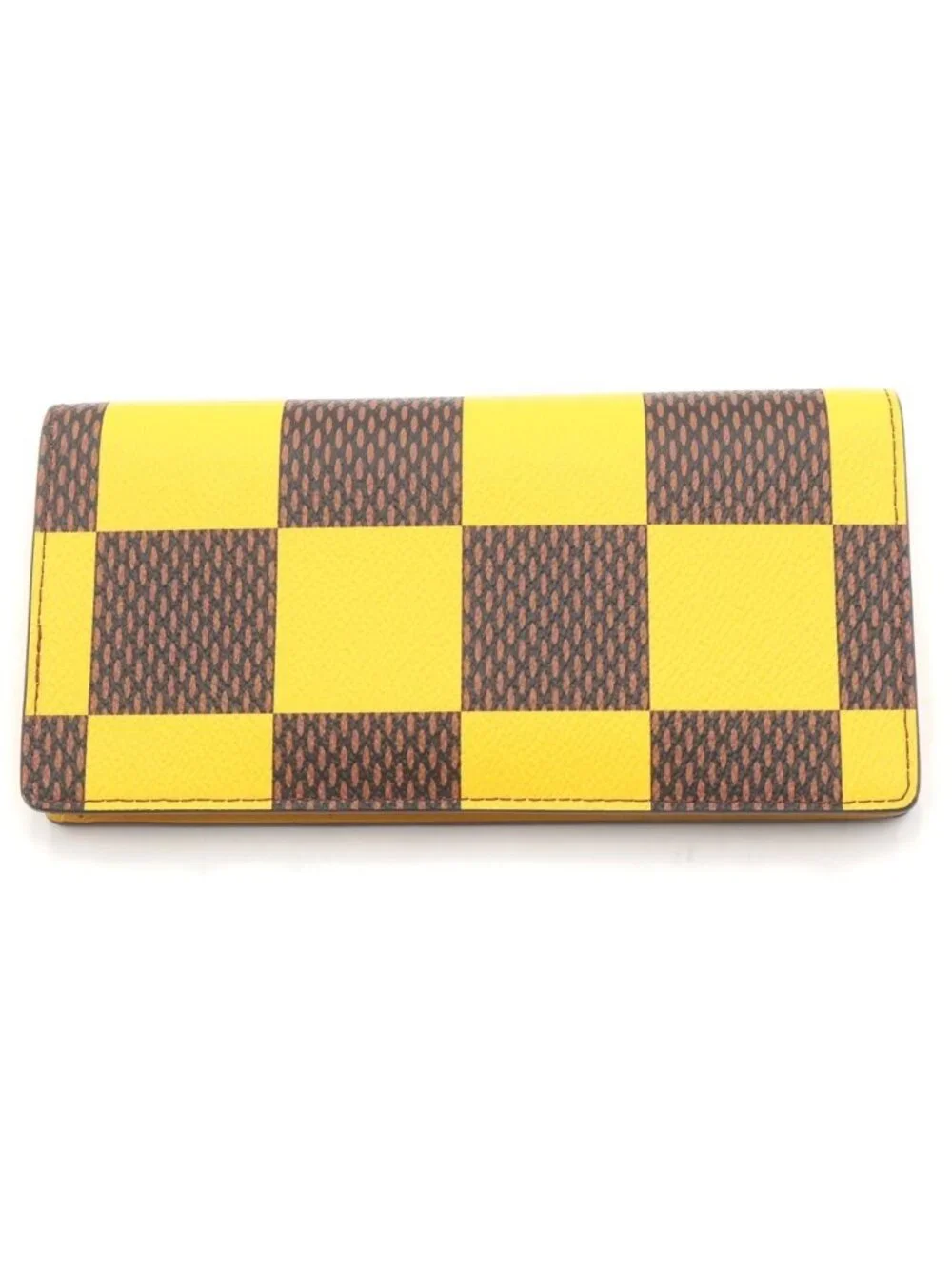 Louis Vuitton Damier Pop Portefeuille Brazza NM Wallet Leather Yellow Brown